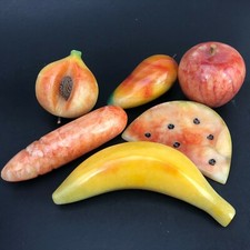 FAB Vintage Polished Stone Marble Fruit Basket Kitsch Retro Kitchen Mid Century picture