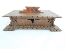 * Handmade South Western  Tramp Folk Art Wood Box , Footed   13
