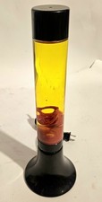 Vintage Glo Oozy Lava Lamp Orange Red Liquid Black Base picture