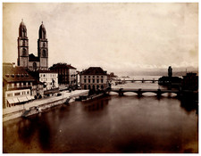 Switzerland, Zurich, Grossmünster and the Alps Vintage Albums Print Print Print Print A picture
