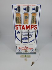 Vintage Shipman Coin Op Postage Stamp Vending Machine 3 Slot w/ Key 7 Stamps picture