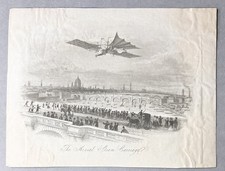Very Rare Engraving - 1840s - THE AERIAL STEAM CARRIAGE - ORIGINAL picture