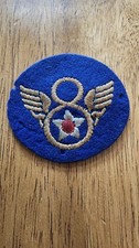 Original WW2 World War II 8th Air Force Clipped Stubby Wing Theater Made Patch picture