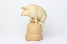 Antique German Porcelain Pig Bell Sack of 100,000 Good Fortune 1900's picture