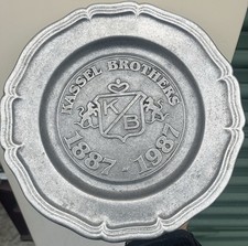 Wilton Armetale 1987  100th Anniversary Plate KASSEL BROTHERS MIDDLETOWN NY picture