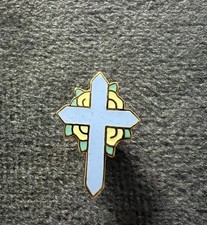Vintage Hallmark Blue Cross Lapel Pin Religious Christian Jewelry picture