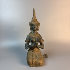 Antique Gilded Bronze Thai Female Teppanom Sacred Guardian Angel Figurine picture