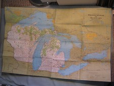 WISCONSIN MICHIGAN AND THE GREAT LAKES MAP National Geographic August 1973 picture