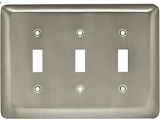 Stamped Round Triple Toggle Satin Nickel Wall Plate picture