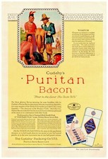 1929 Cudahy's Puritan Bacon Vintage Print Ad First In The Land Pilgrim picture