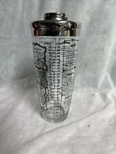 Vintage MCM Glass Cocktail Drink Mixer/Shaker with Recipes Measuring Chrome Lid picture