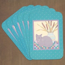 LOT OF 6 Vintage SANGAMON MULTIPURPOSE ANYTIME Postcards, Sitting Cat Retro Art picture