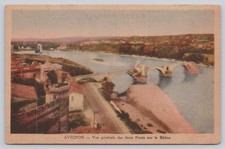 Avignon France Pont d'Avignon Rhône River View Vintage Postcard picture