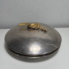 Vintage Miotto Metal Silver Trinket Tray Dish Bowl m a:p+ Gold Knot Box Lid picture