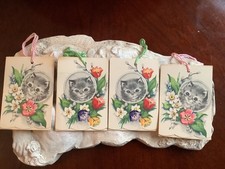 1930’s Unused Whitney Tally Card Vintage Kittens- Lot of 4 (four) picture