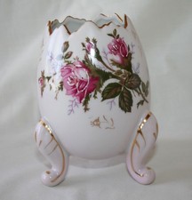 Napcoware Vintage Pink Porcelain 3 Footed Cracked Egg Vase #2681 picture