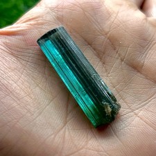 Natural Indicolite Blue Green Tourmaline Rough Crystal 25 Ct Bi Color Pencil Gem picture