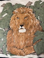 VTG JOAN KESSLER CONCORD LION TIGER CHEETAH PRINT COTTON FABRIC 43