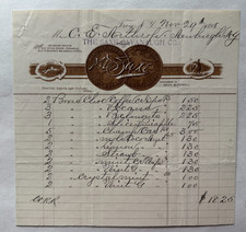 Vintage 1898 Billhead Troy New York Saxe Cavanaugh Co Chocolates & Confectionery picture