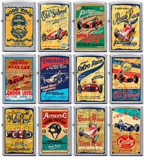 Zippo Old School 1940's Race Club 12 Lighter Set Vintage Poster Street Chrome picture