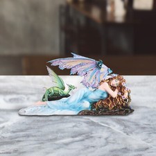Dreaming Fairy Lying w/ Green Dragon 13.5
