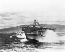 PT Boats and a Yorktown-Class Carrier WWII 8x10 Glossy Photo Print HT41362266 picture