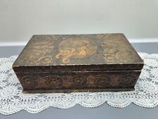 Vintage 1902 Wooden Decorative Storage Antique Wood Box hand carved picture