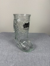 Boot Hill Rapid City Gillette Clear Glass Cowboy Boot Beer Mug 6