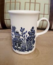 Vintage Churchill Of England Blue Willow Georgian Shape Tall Thin Tea Mug Cup  picture