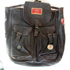 Vtg 1987 AVIREX Type A-2 leather backpack Military patches Nice picture