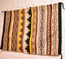 ATQ Navajo Rug Native American Indian Weaving 35x24 Textile VTG Geometric Stripe picture