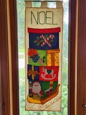 Vintage Bucilla Jeweled Sequin Felt Hanging Christmas Card Holder Completed picture