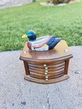 Vintage 1982 Albert E. Price Wooden Mallard Duck Coaster Set of 6 Cork Wood picture