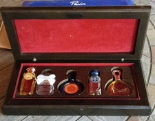 Vtg Mini Perfume Set Wood Box Byzance Caleche Cabochard First Givenchy 5pc Full picture