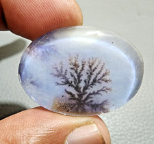 Stunning Doublet Dendritic Agate Oval Cabochon Scenic Landscape Pendant 66Crt picture
