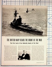 Vintage 1940s British Navy WWII Magazine Article Churchill Warships picture