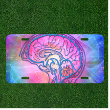 Creative License Plate Auto Tag With Cool Human Brain In Pink And Light Blue picture