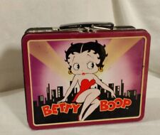 Vtg Betty Boop Metal Tin Lunch Box King Features Syndicate Purple 90s Distressed picture