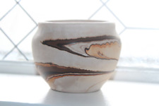 Vintage Nemadji Pottery Vase Brown Orange Swirl Southwestern Decor picture