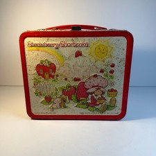 Vintage 1980 Strawberry Shortcake Metal Lunchbox Thermos Aladdin 80s Retro picture