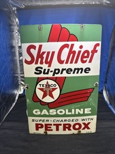 LARGE ORIGINAL & AUTHENTIC ''TEXACO SKY CHIEF'' 18X12 INCH PORCELAIN VTG C picture