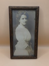 Antique 1910 Edwardian Wooden Framed Portrait Photo Woman 8.5x4.5 Inches picture