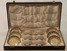 Vintage Rosenthal German Porcelain Gold Demitasse Cup/Sauce Set for 6 Boxed Case picture