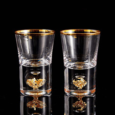 Shot Glasses (1.5Oz), Crystal Shot Glass Set Decorated with 24K Gold Leaf Flakes picture