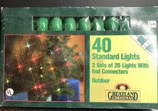 Vintage Greatland 40 Standard Lights Outdoor Large Bulbs Green In Box picture