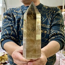 1.85LB Natural yellow crystal obelisk Crystal energy column Reiki healing picture