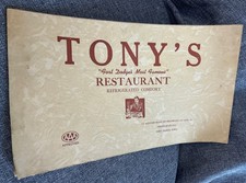 Vintage 1950s Tony’s Menu Restaurant Fort Dodge Iowa FT DODGE IA AAA Approved picture