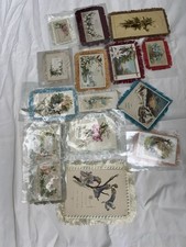 14 Antique Victorian Silk Fringe Greeting Cards 1880s–1900s picture