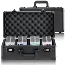 VEVOR 120 PSA Graded Card Storage Box 4 Slots Sports Card Holder Case Coded Lock picture