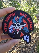 Stop Waitin' Hail Satan Woven Patch -Hook And Loop picture